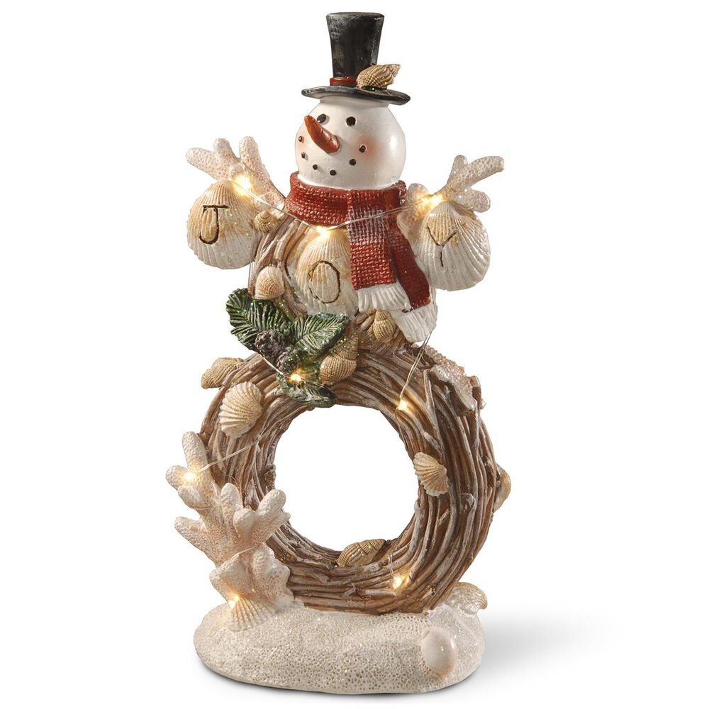 National Tree 11" Lighted Holiday Snowman Decor, , large