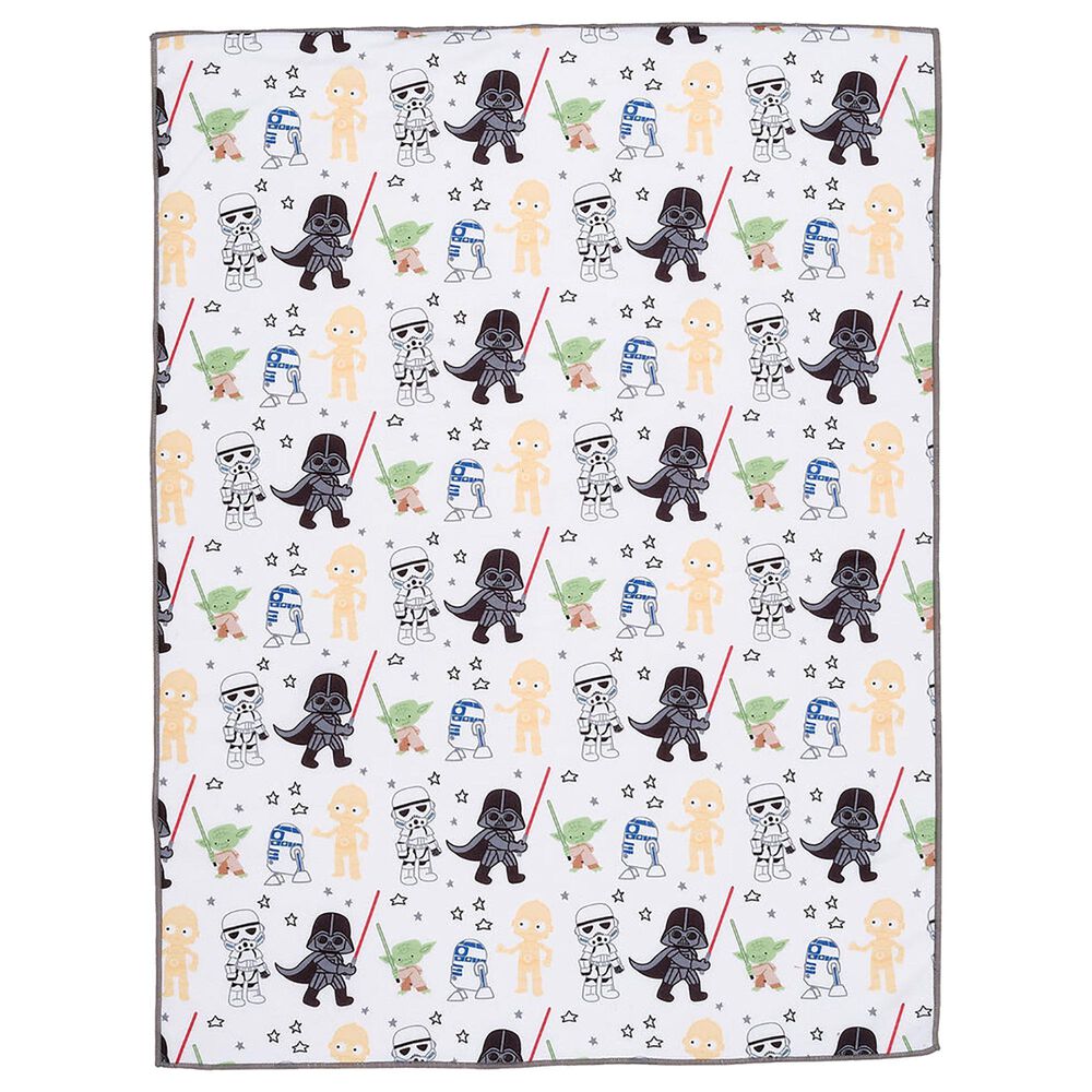 Lambs and Ivy Star Wars Classic Fleece Baby Crib Blanket in Gray, Green, White and Black, , large