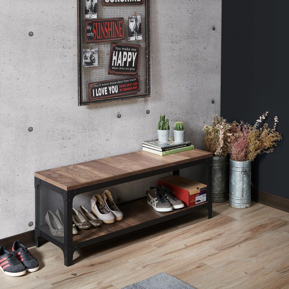 Furniture of America Kirby Entryway Bench in Reclaimed Oak NFM