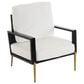 Hearth and Haven Velvet Lounge Arm Chair with Gold Metal Legs in White, , large