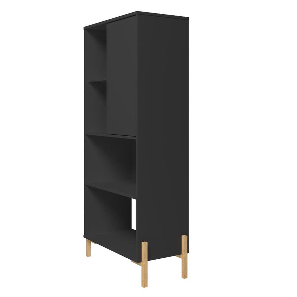 Dayton Bowery 5-Shelf Bookcase in Black/Oak, , large