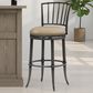 Armen Living Vince Bar Height Stool with Mushroom Brown Upholstery in Antique Pewter, , large
