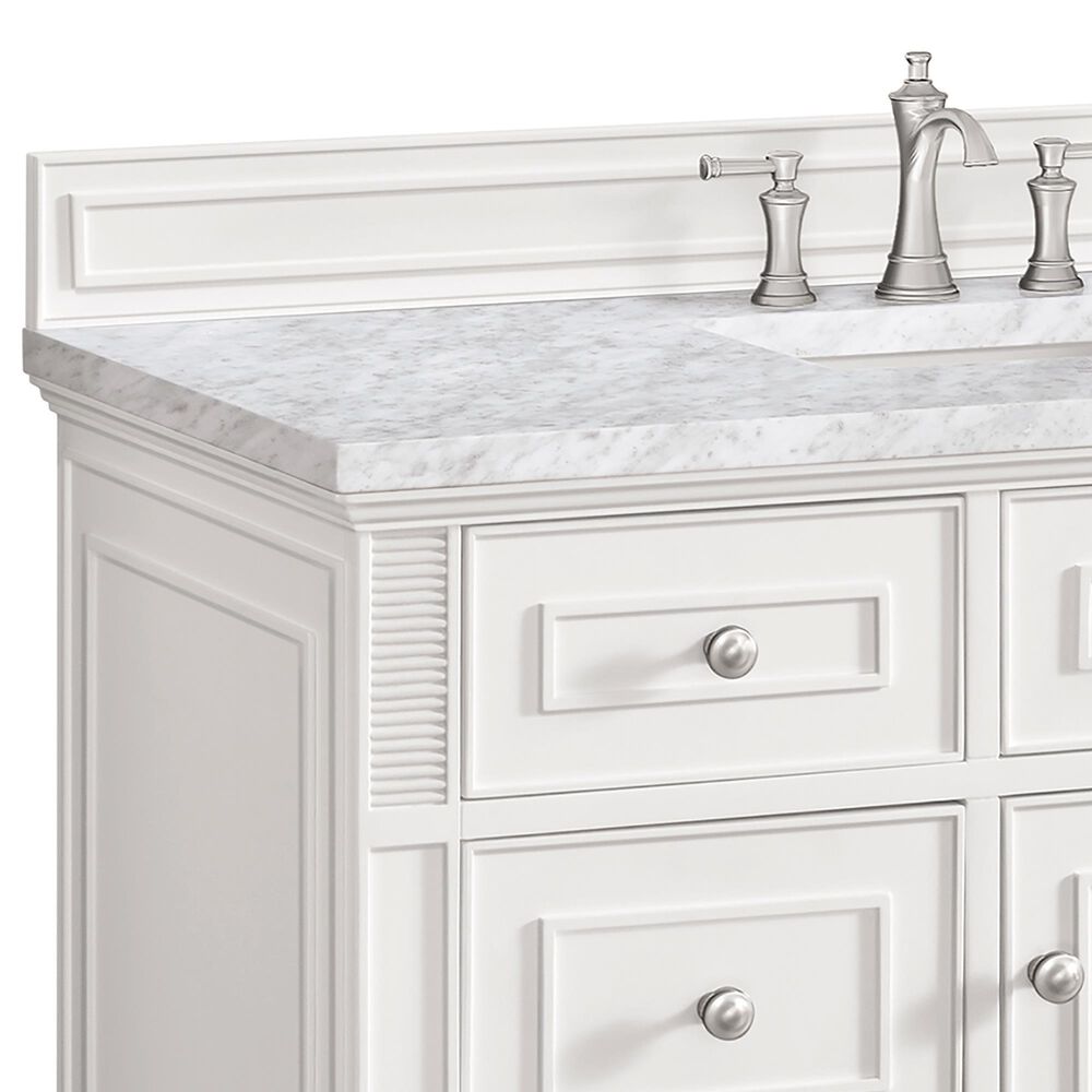 James Martin Vanities Lorelai 48&quot; Single Vanity in Bright White with 3 cm Carrara White Marble Top, , large