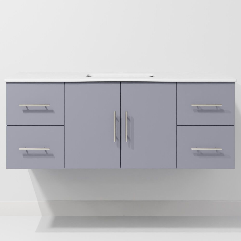 Lexora Home Geneva 48&quot; Single Bathroom Vanity in Dark Grey with 2 cm White Cultured Marble Top and Rectangular Sink, , large