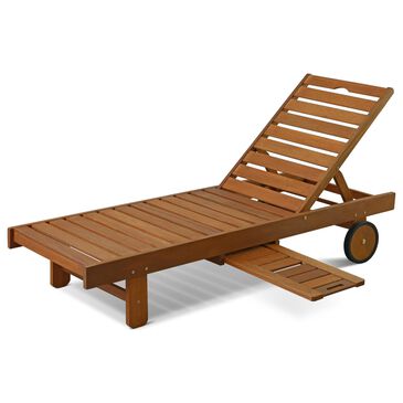 Noviland Patio Lounge Chair Chaise with Side Tray and Wheels in Natural, , large