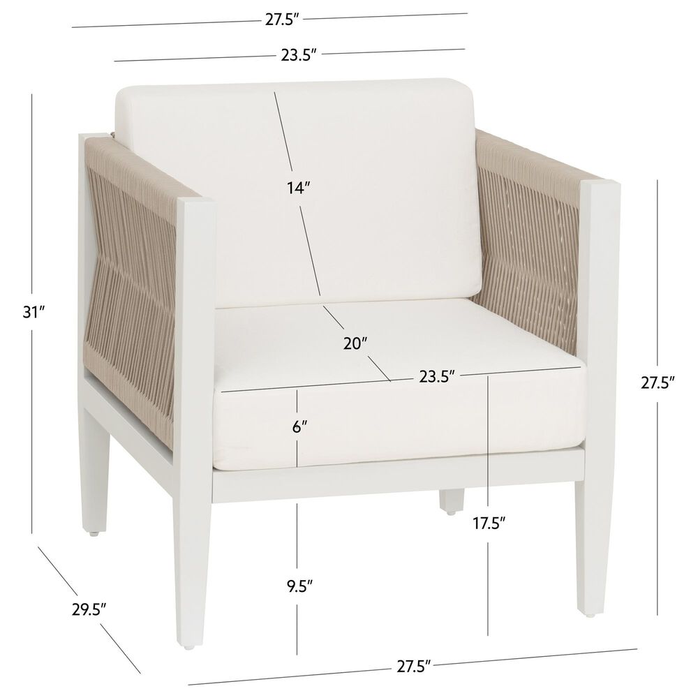 Linon Home Decor Claiborne Patio Arm Chair in Soft White, , large