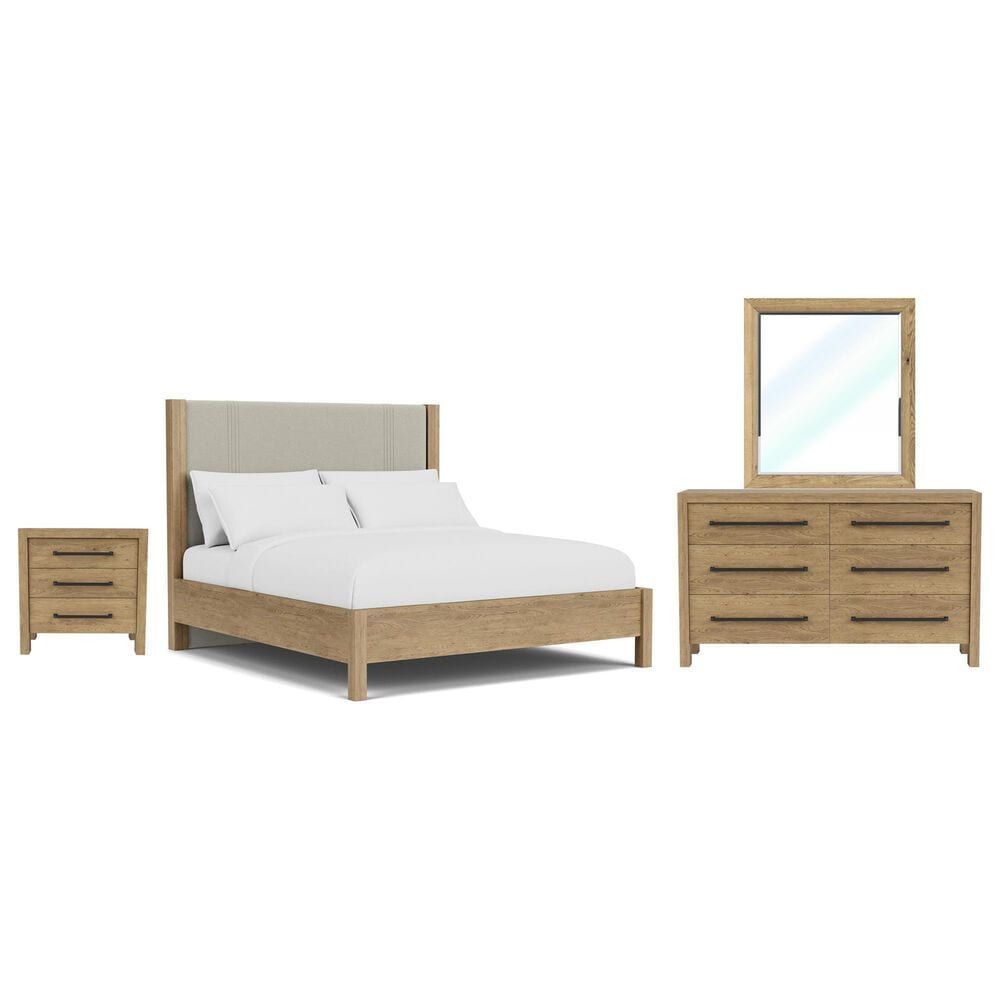 Shannon Hills Davie 4-Piece Queen Upholstered Bedroom Set in Pale Oak, , large