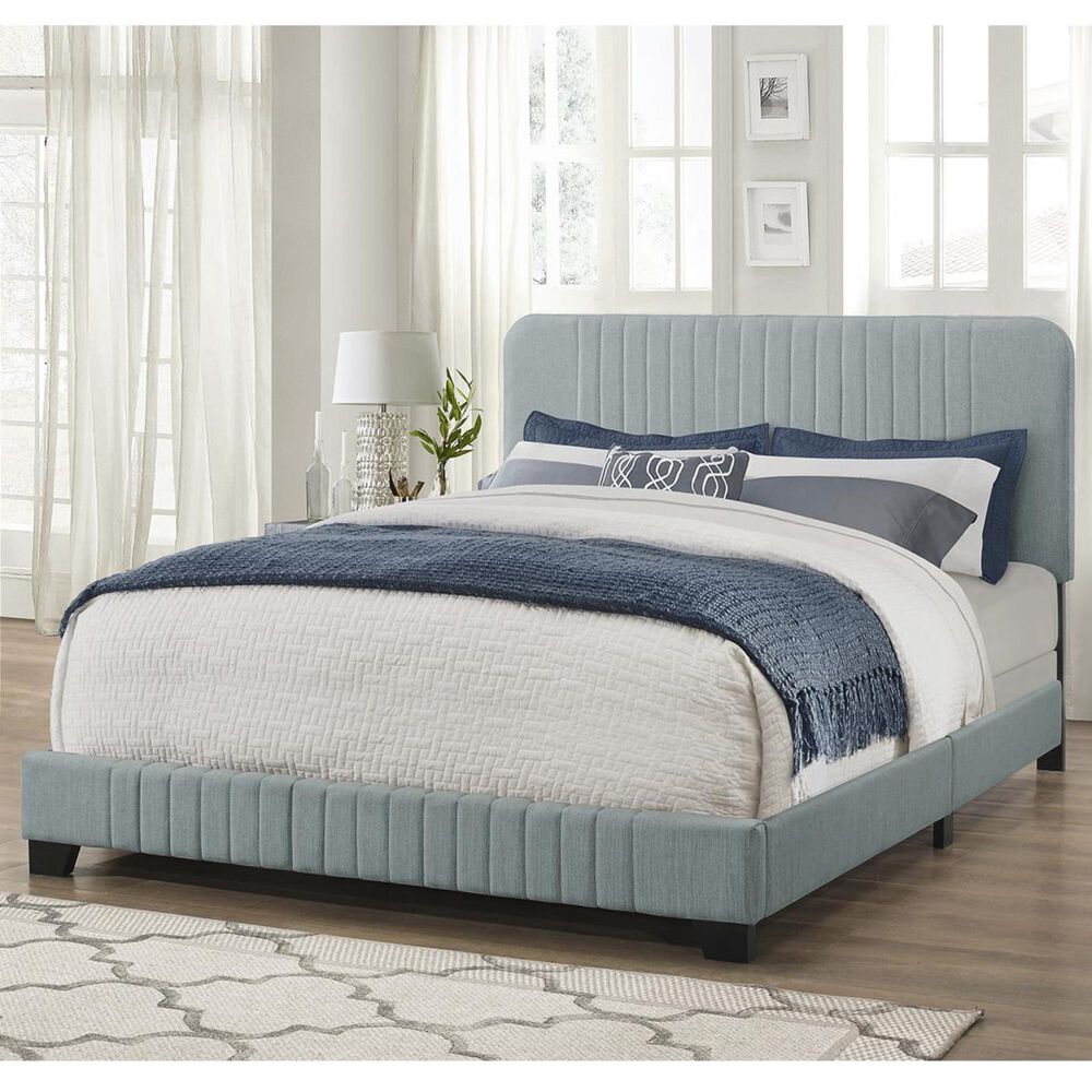Accentric Approach Accentric Accents Benton King All-In-One Upholstered Bed in Blue, , large