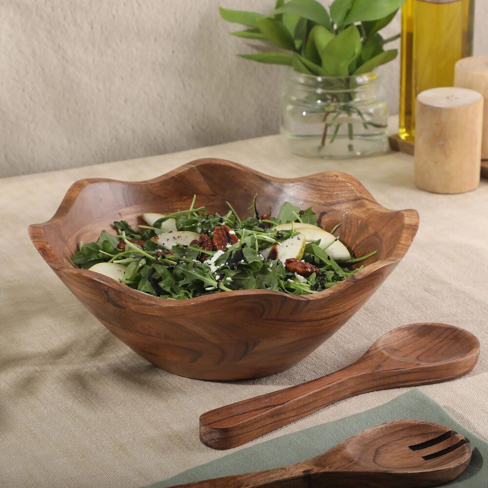 Gibson Overseas, Inc Sandhurst 3-Piece Acacia Wood Salad Bowl Set in Natural, , large