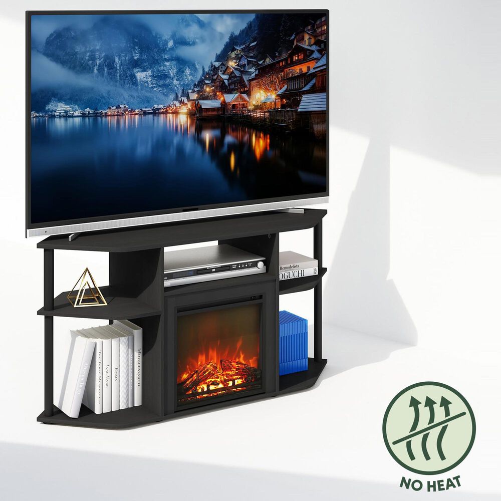 HOMLUX 47" Corner TV Stand with No Heat Electric Fireplace in Americano and Black, , large