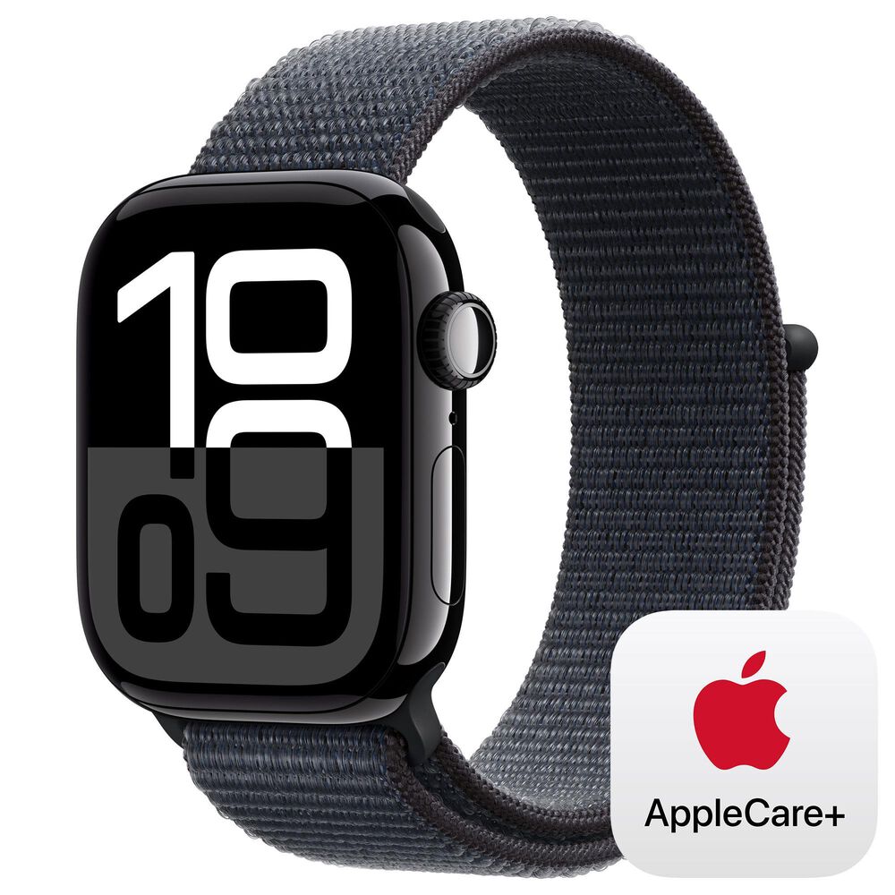 Apple Watch Series 10 GPS + Cellular 46mm Jet Black Aluminum Case with Ink Sport Loop, , large