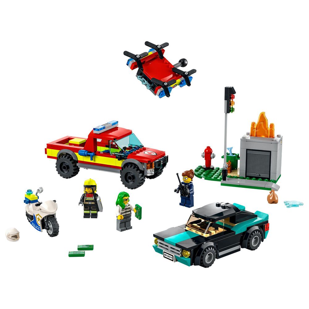 LEGO City Fire Rescue and Police Chase Building Set, , large