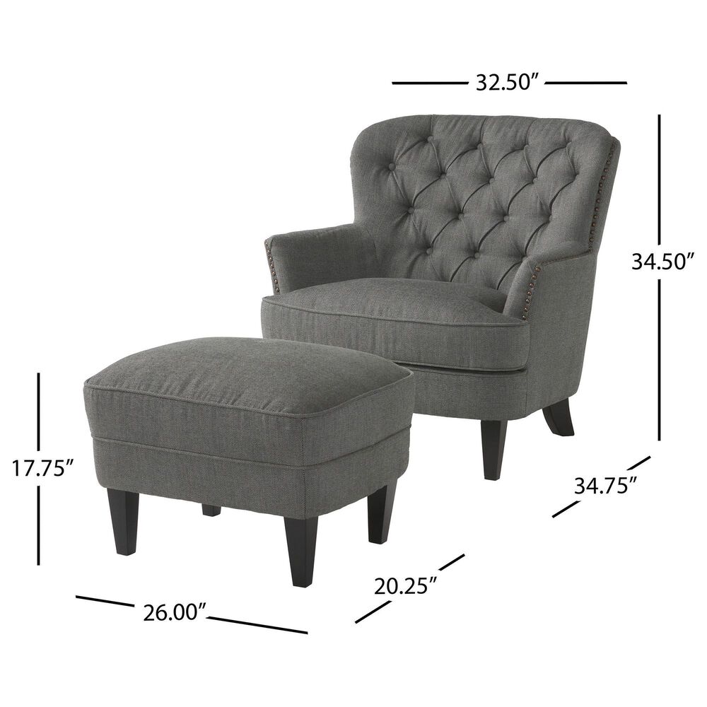 Noble House Tafton Club Chair with Ottoman in Gray, , large