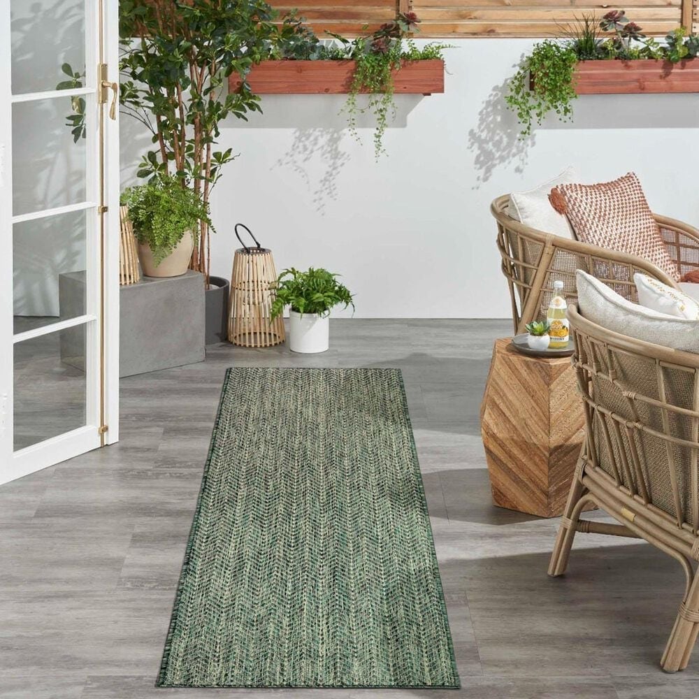 Nourison Horizon HOZ02 Green 2&#39; x 6&#39; Indoor/Outdoor Runner, , large