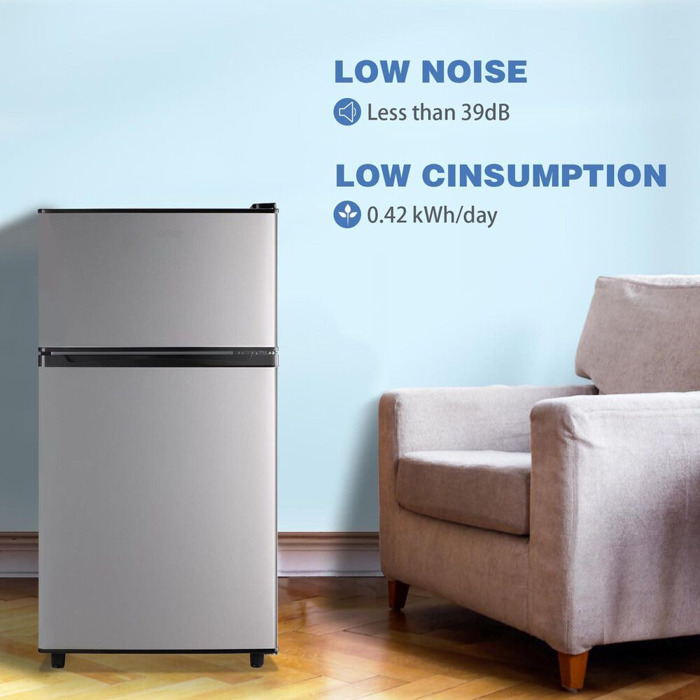 HOMLUX 3.5 Cu. Ft. Top Freezer Refrigerator with Adjustable Thermostat in Silver, , large