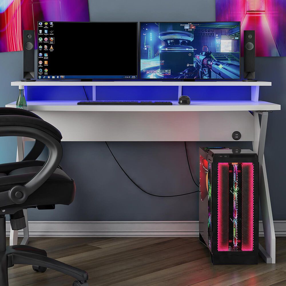 Dorel Bureau d'angle Ntense Xtreme Gaming, blanc