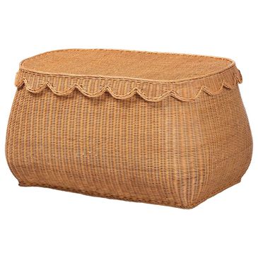 Baxton Studio Ayleen Large Basket with Scalloped Lid in Light Honey, , large