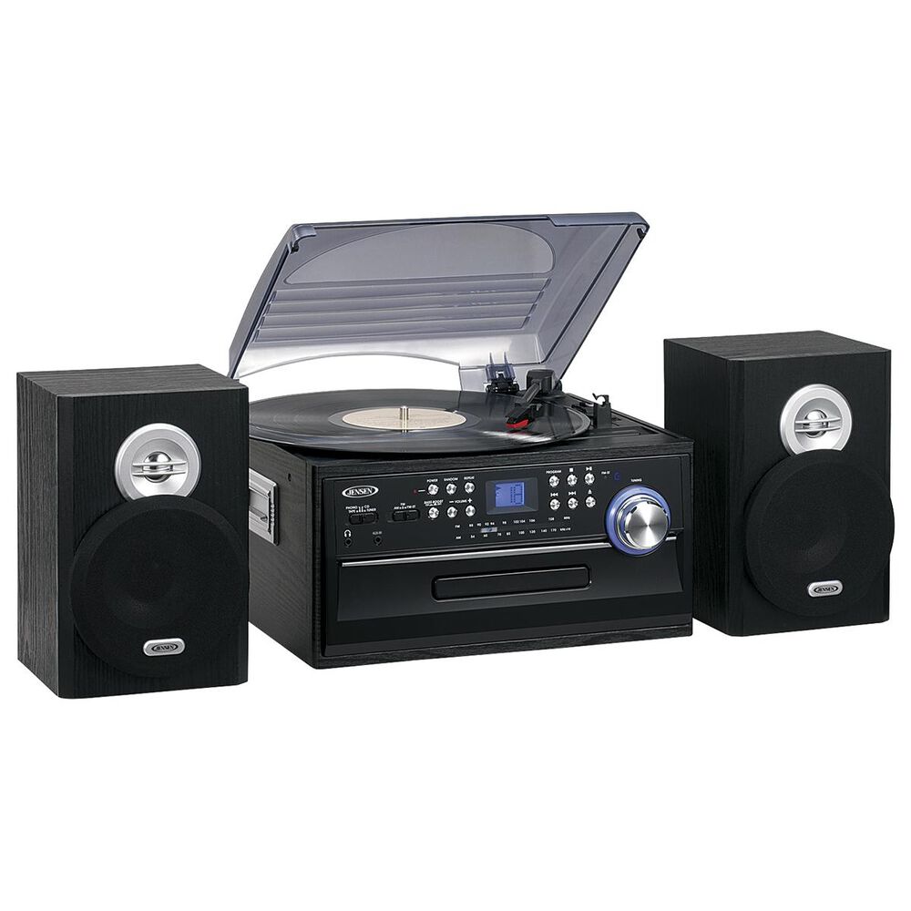 Jensen 3-Speed Turntable CD System with Cassette Player and AM/FM Stereo Radio, , large