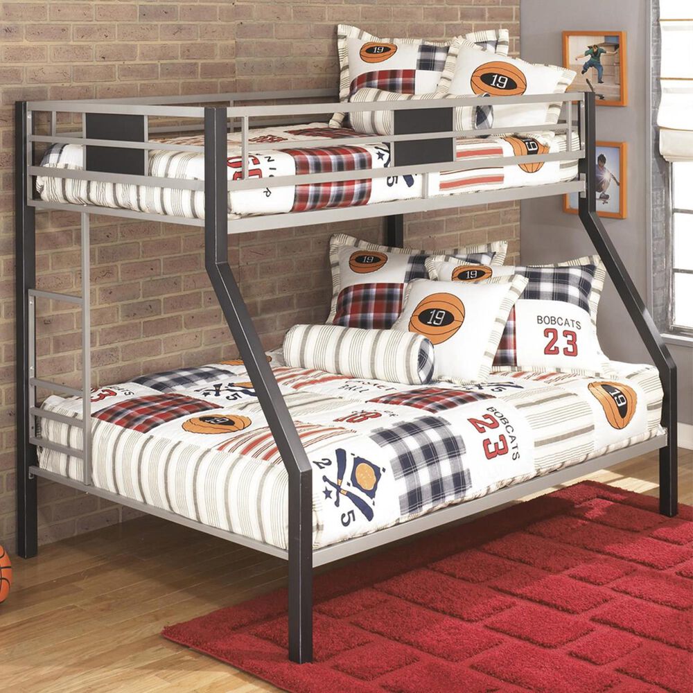 Ashley Twin over Full Bunk Bed in Black and Silver, , large