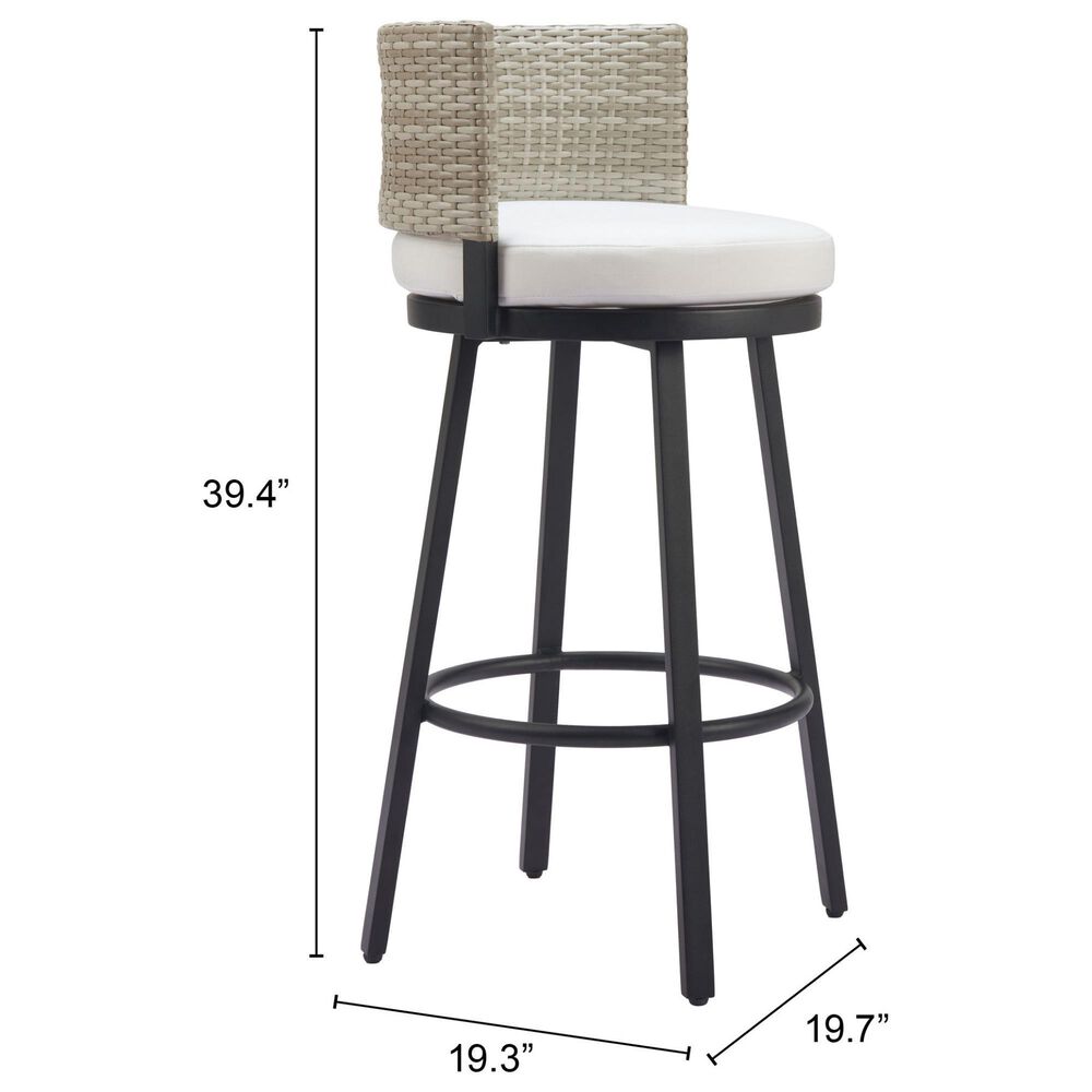 Zuo Modern Midnight Wave Patio Barstool in White, , large