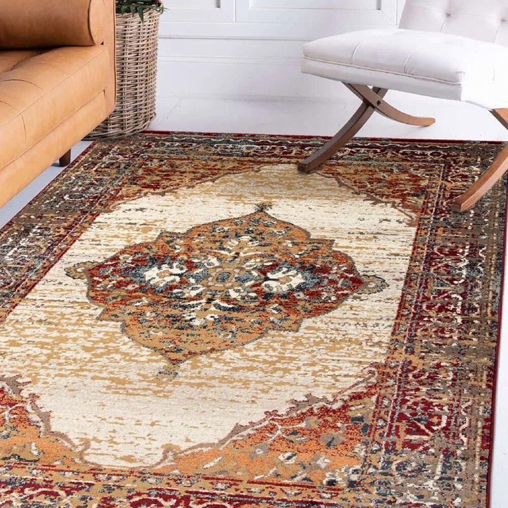 Amer Rugs Allure 8&#39;9&quot; x 11&#39;9&quot; Beige and Red Area Rug, , large