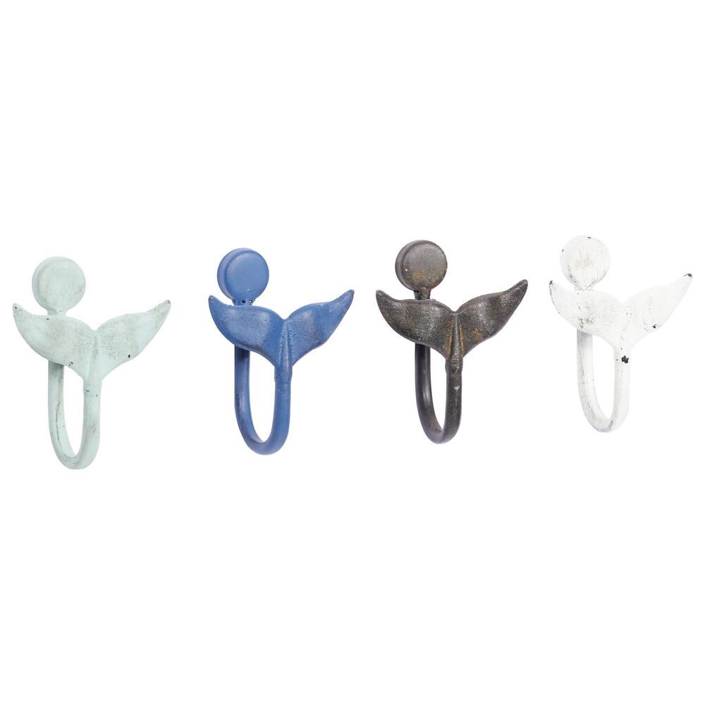 Maple and Jade Coastal Metal Wall Hook Multi Colored Set of 4, , large