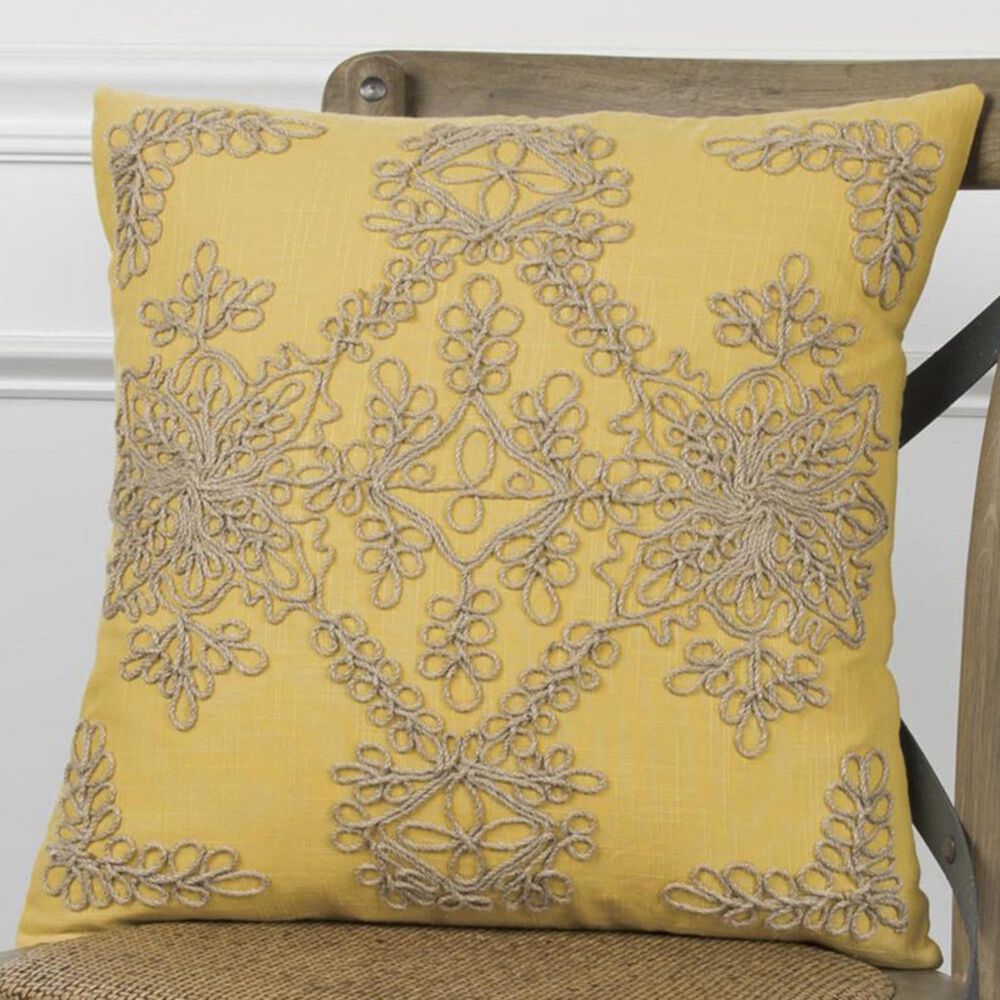 Rizzy Home 18" x 18" Pillow Cover in Yellow with Gray, , large
