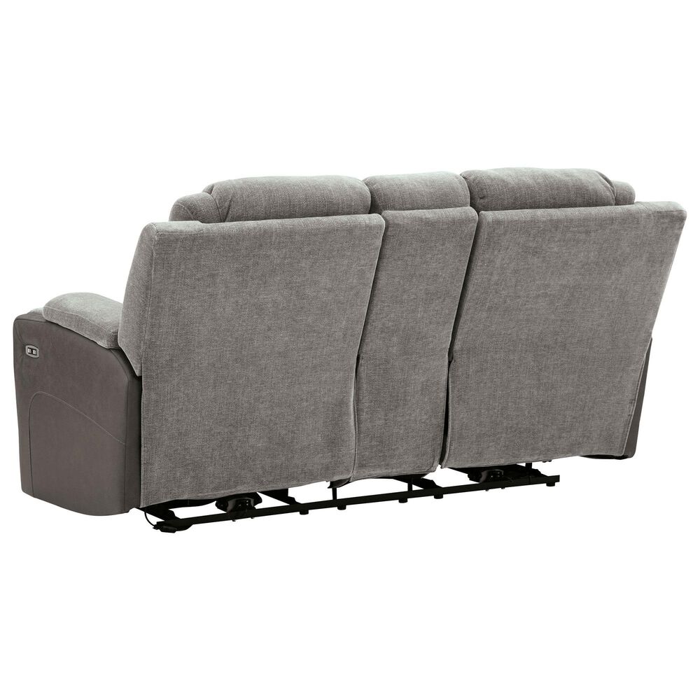 Ashley Mixed Motion Power Reclining Loveseat with Console in Shadow, , large