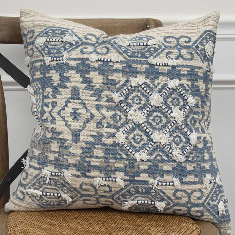 Rizzy Home 20" x 20" Poly-Fill Pillow in Blue and Beige, , large