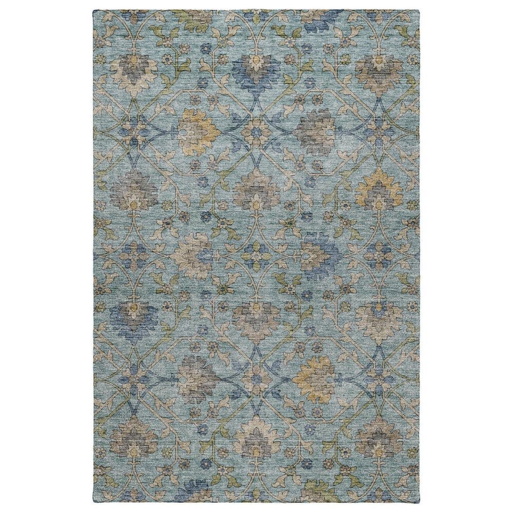 Dalyn Rug Company Silk Road Denim, Sky, Gray, Gold, Ivory and Fern 6"6" x 9"6" Area Rug, , large