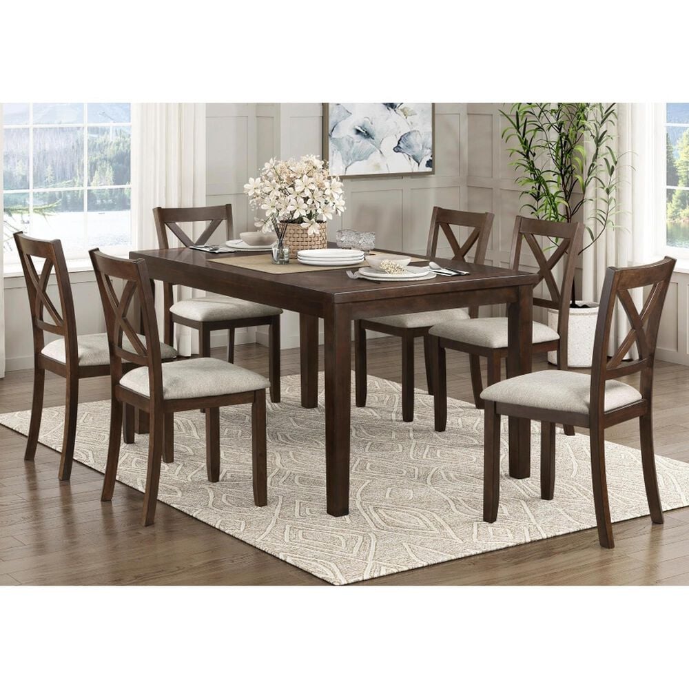 Homelegance Challis 7-Piece Rectangular Dining Set in Dark Cherry, , large