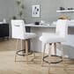 LumiSource Hank Swivel Counter Stool with Light Grey Fabric Upholstery in Whitewashed and Black (Set of 2), , large
