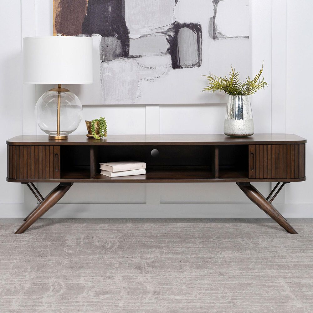 Pacific Landing Valna TV Stand with Sliding Doors in Walnut, , large