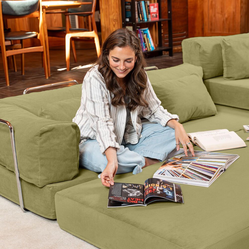 Jaxx Unsofa Stationary Sofa in Moss Green, , large