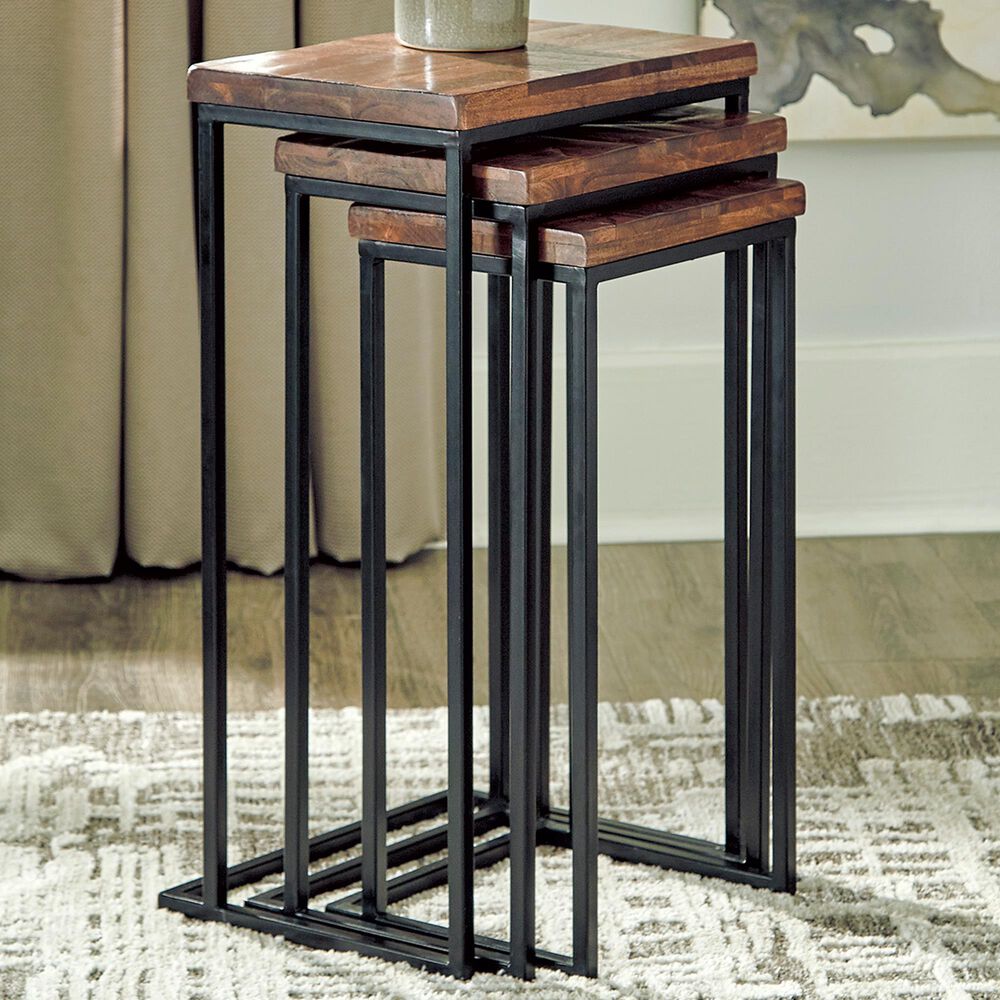 Signature Design by Ashley Cainthorne 3-Piece Nesting Table Set in Distressed Brown, , large