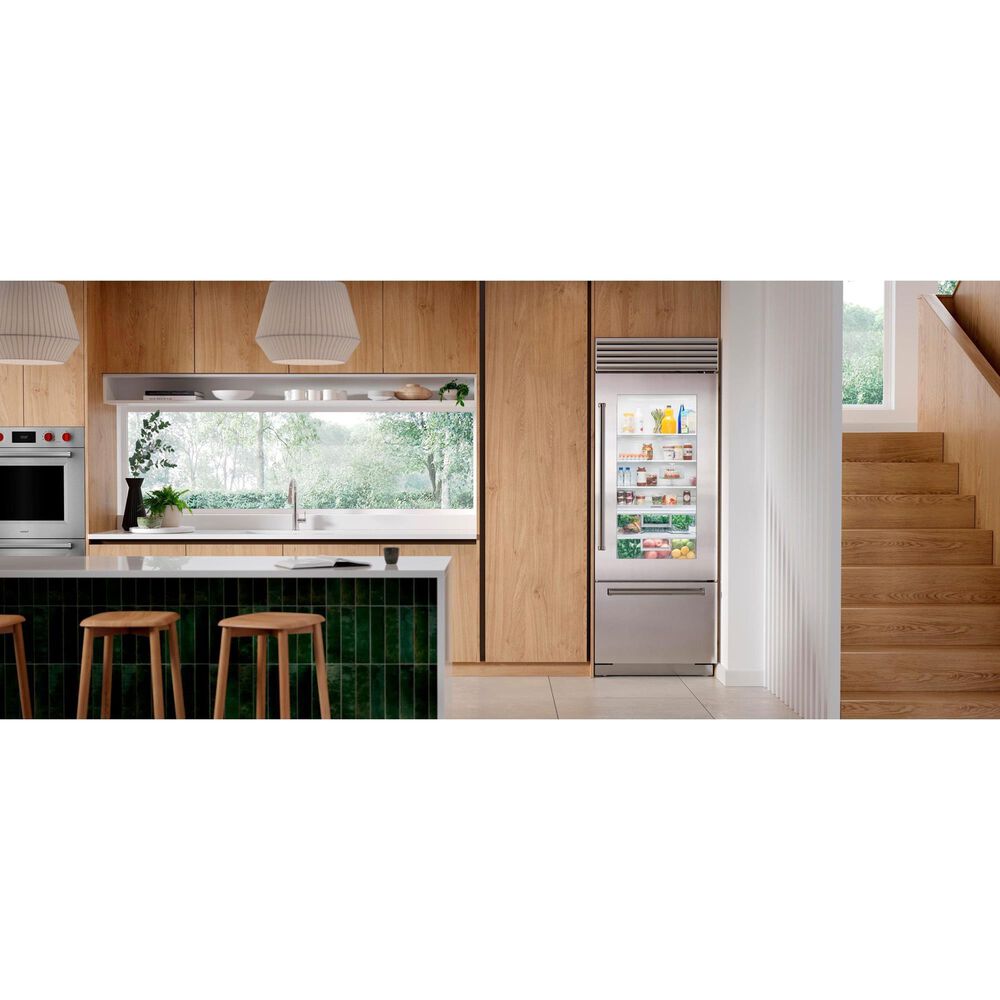Sub Zero 17 Cu. Ft. Classic Right Hinge Bottom Freezer Refrigerator with Glass Door and Tubular Handle in Stainless Steel, , large