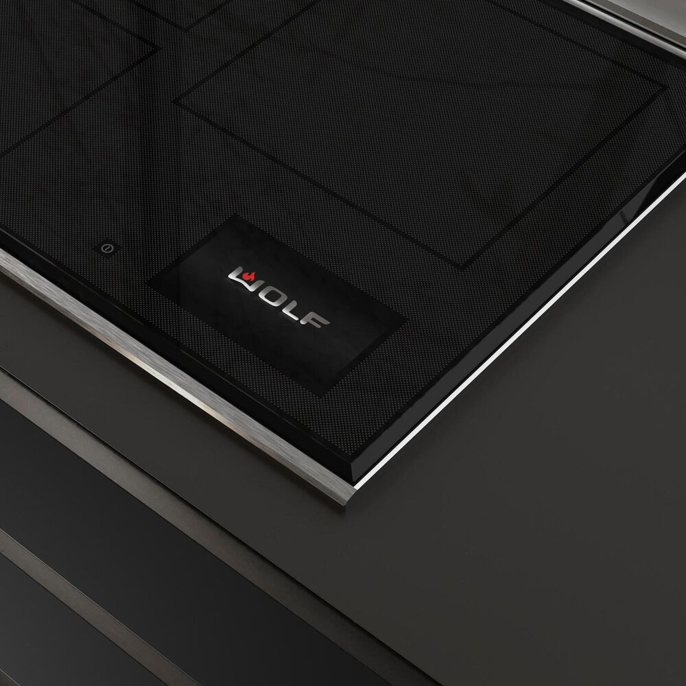 Wolf 36&quot; Electric Induction Cooktop with Brushed Stainless Steel Frame in Black, , large