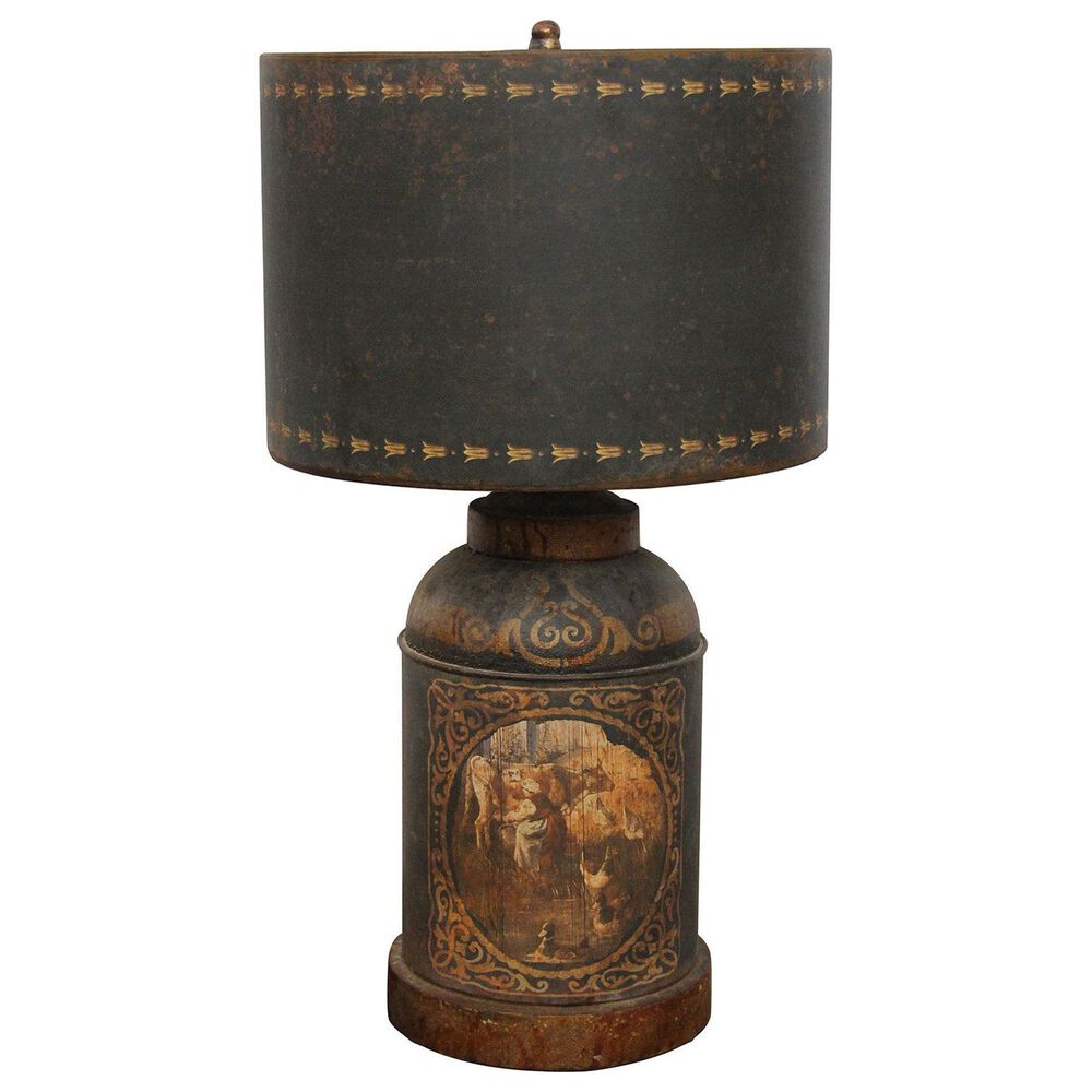Porch View Beurre Tole Table Lamp in Aged Black, Rust and Multicolor, , large