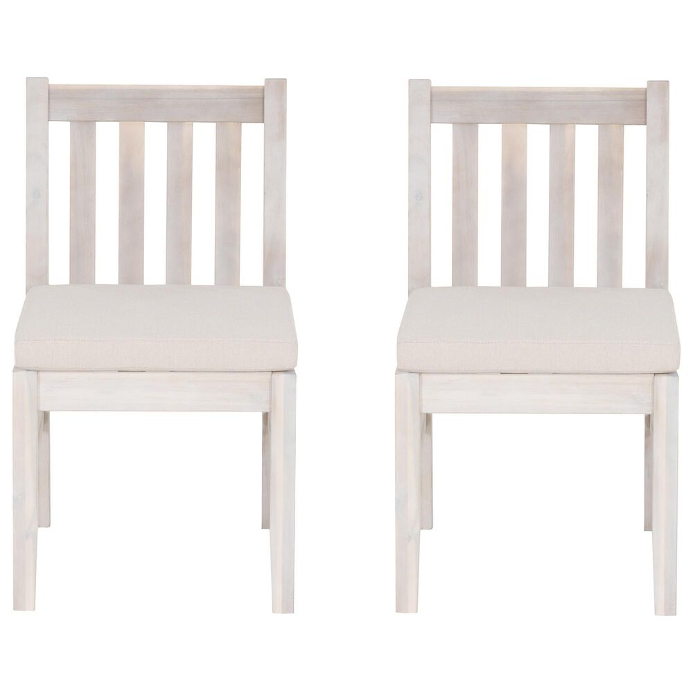 Linon Home Decor Teagon Patio Side Chair with Beige Cushion in Natural (Set of 2), , large