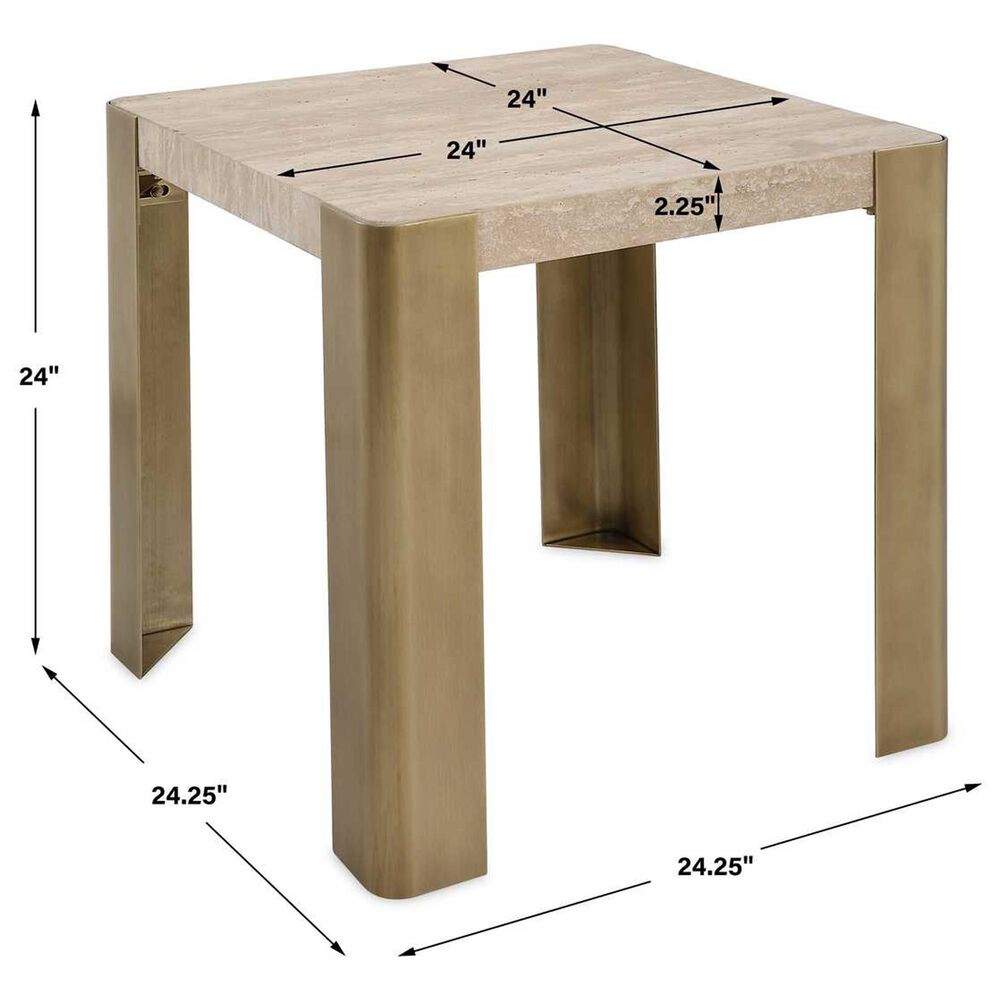 Uttermost Caress End Table in Honey Beige and Antique Brass, , large