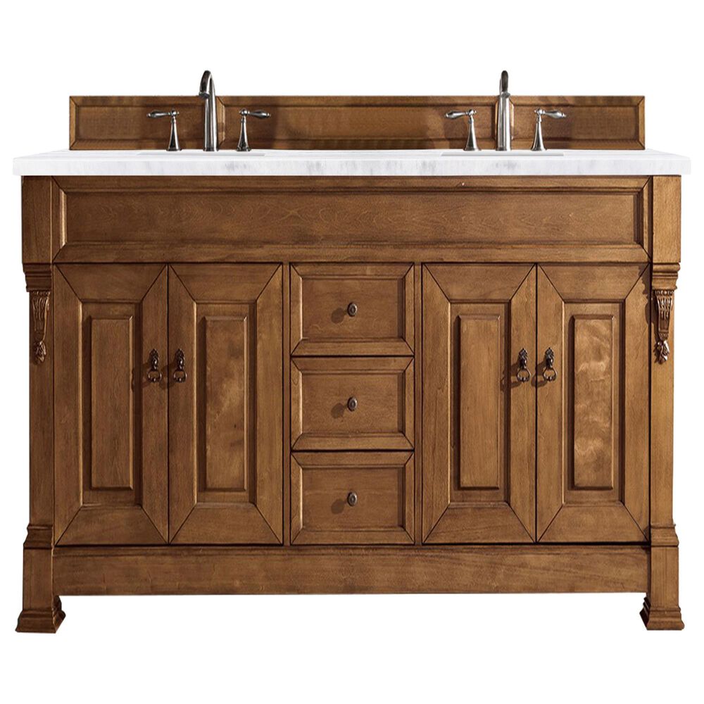 James Martin Vanities Brookfield 72" Double Bathroom Vanity in Country Oak with 3 cm Arctic Fall Solid Surface Top and Rectangle Sinks, , large