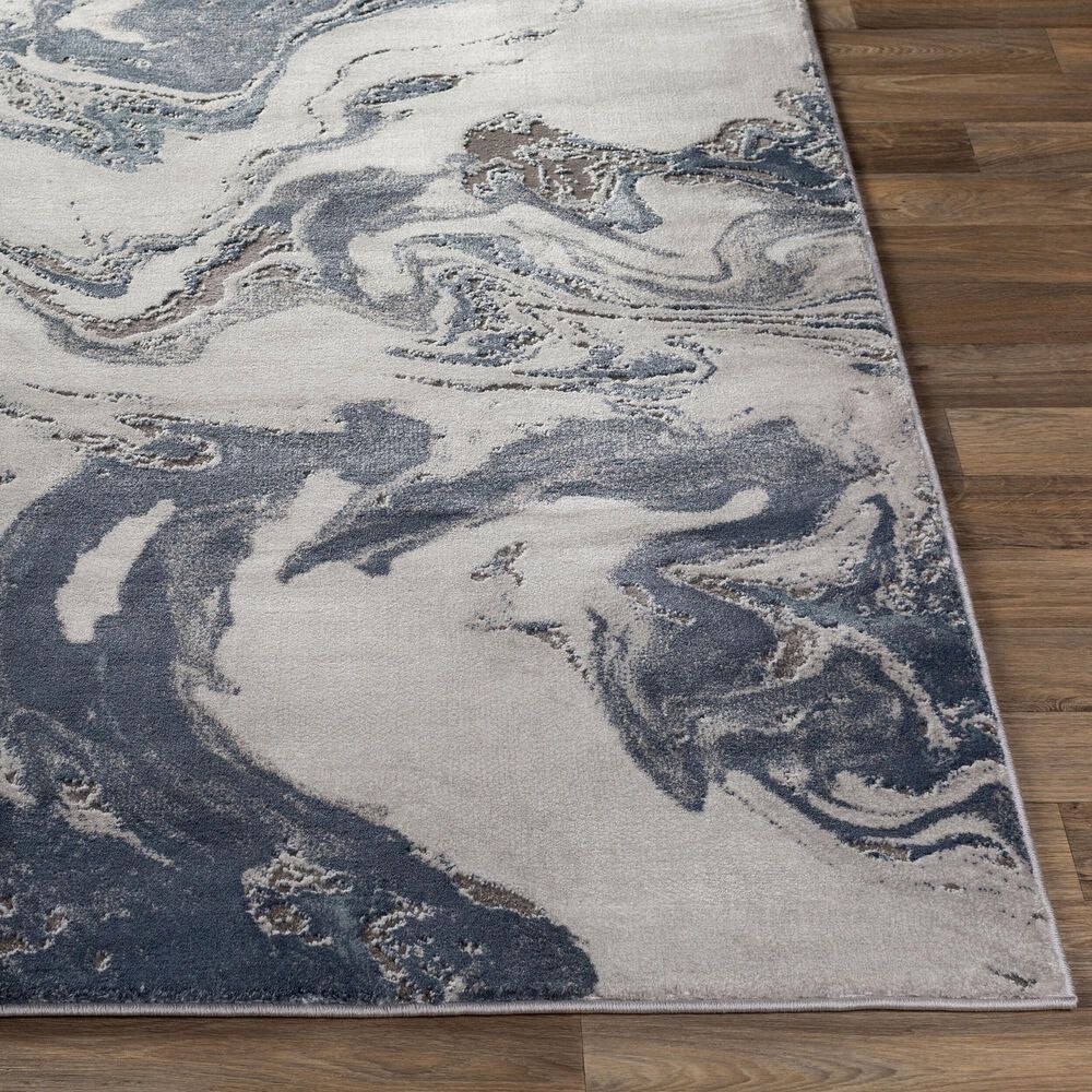 Surya Tibetan 6&#39;7&quot; x 9&#39;6&quot; Dark Blue, Denim, Charcoal, Light Gray and White Area Rug, , large