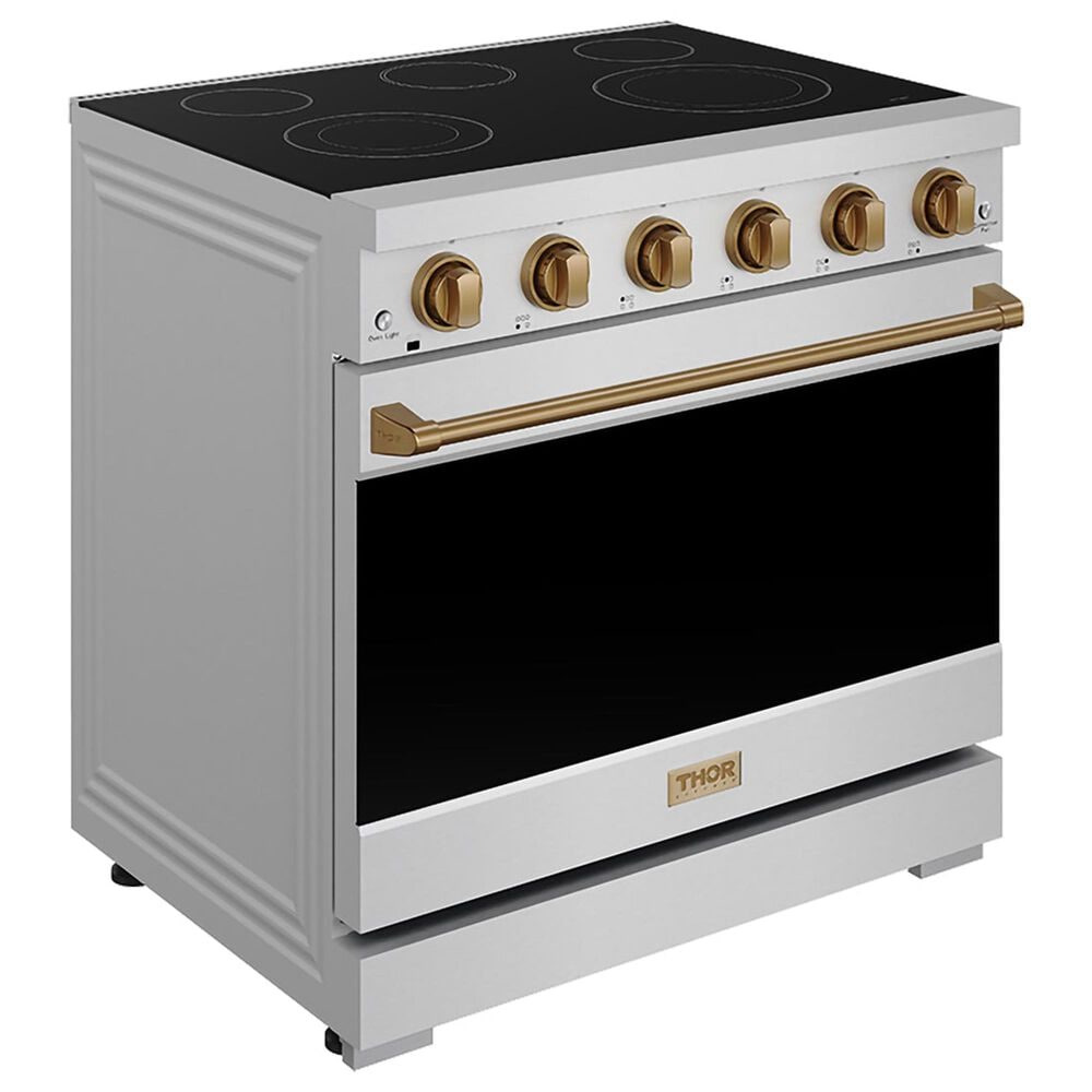 Thor Kitchen Gordon Ramsay 6 Cu. Ft. Professional Freestanding Electric Range with Bronze Handle Kit in Stainless Steel, , large