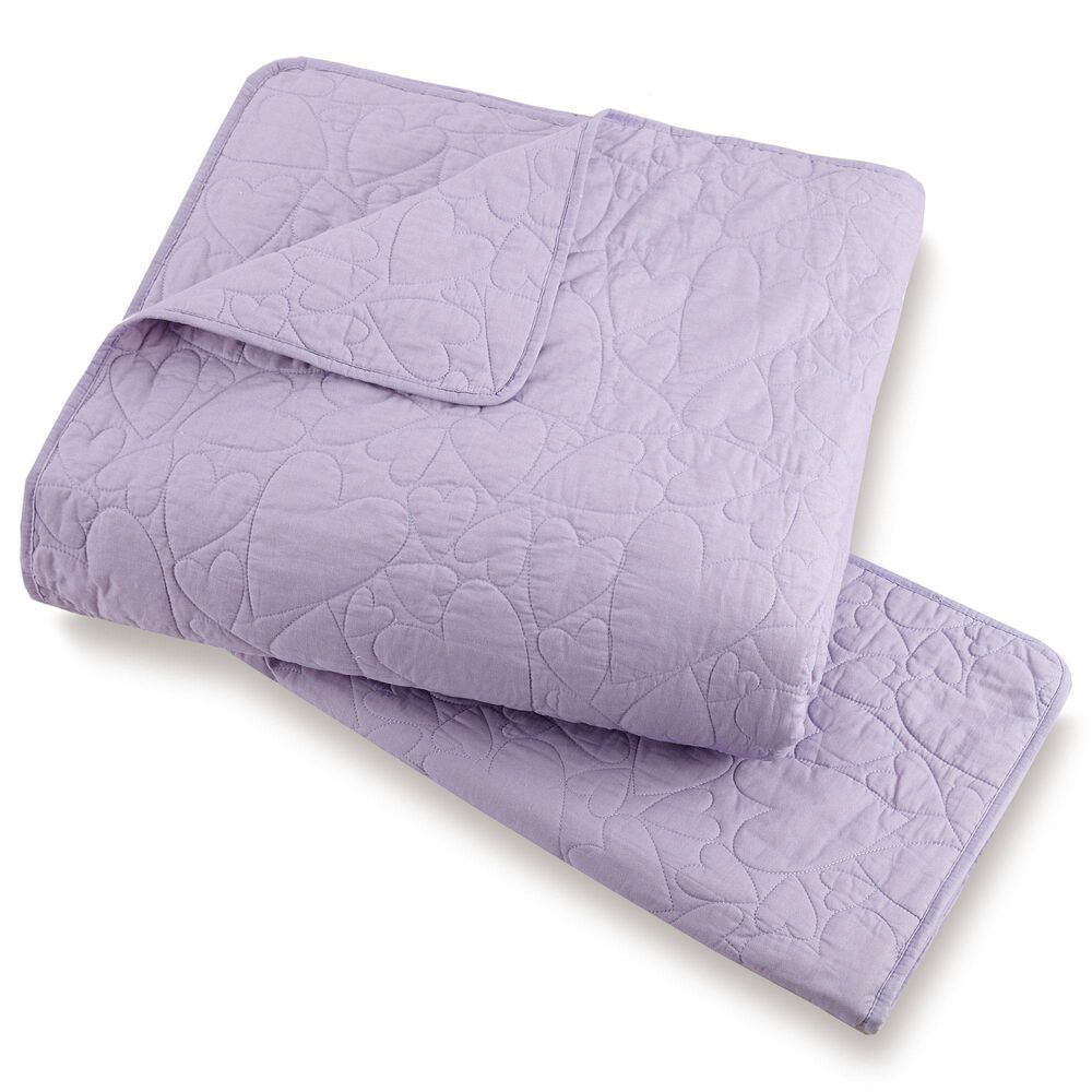 Peking Handicraft Heart 5-Piece Full/Queen Quilt Set in Lavender, , large