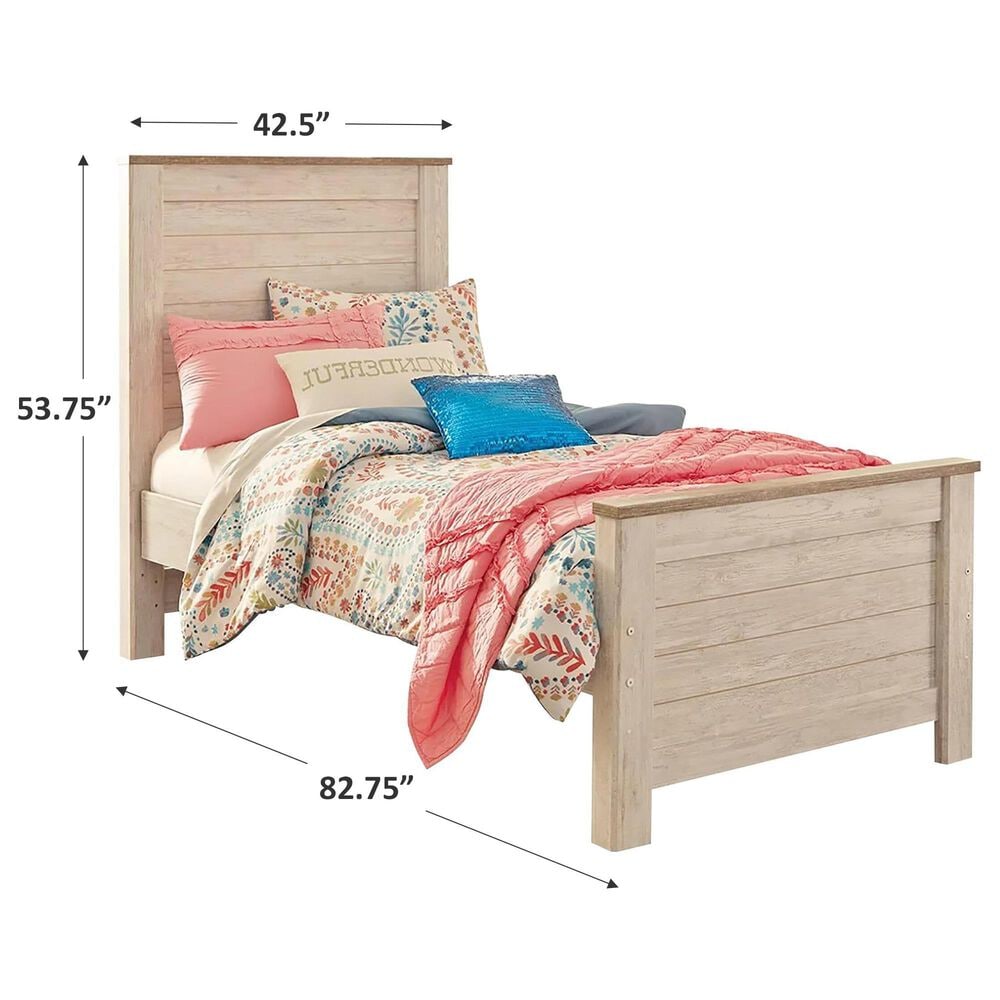 Ashley Willowton Twin Panel Bed in Whitewash, , large