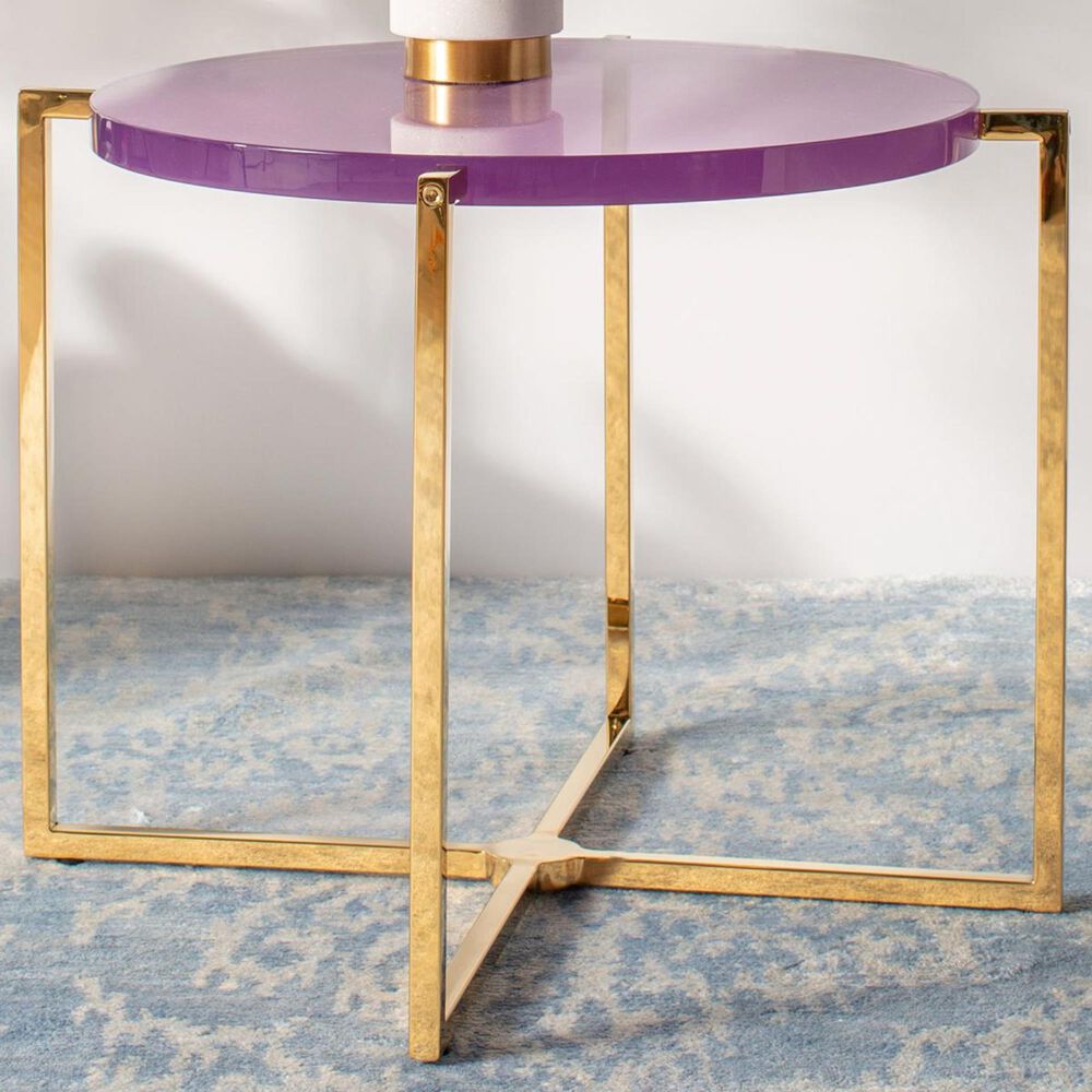 Safavieh Pluto 17" Round End Table in Amethyst and Gold, , large