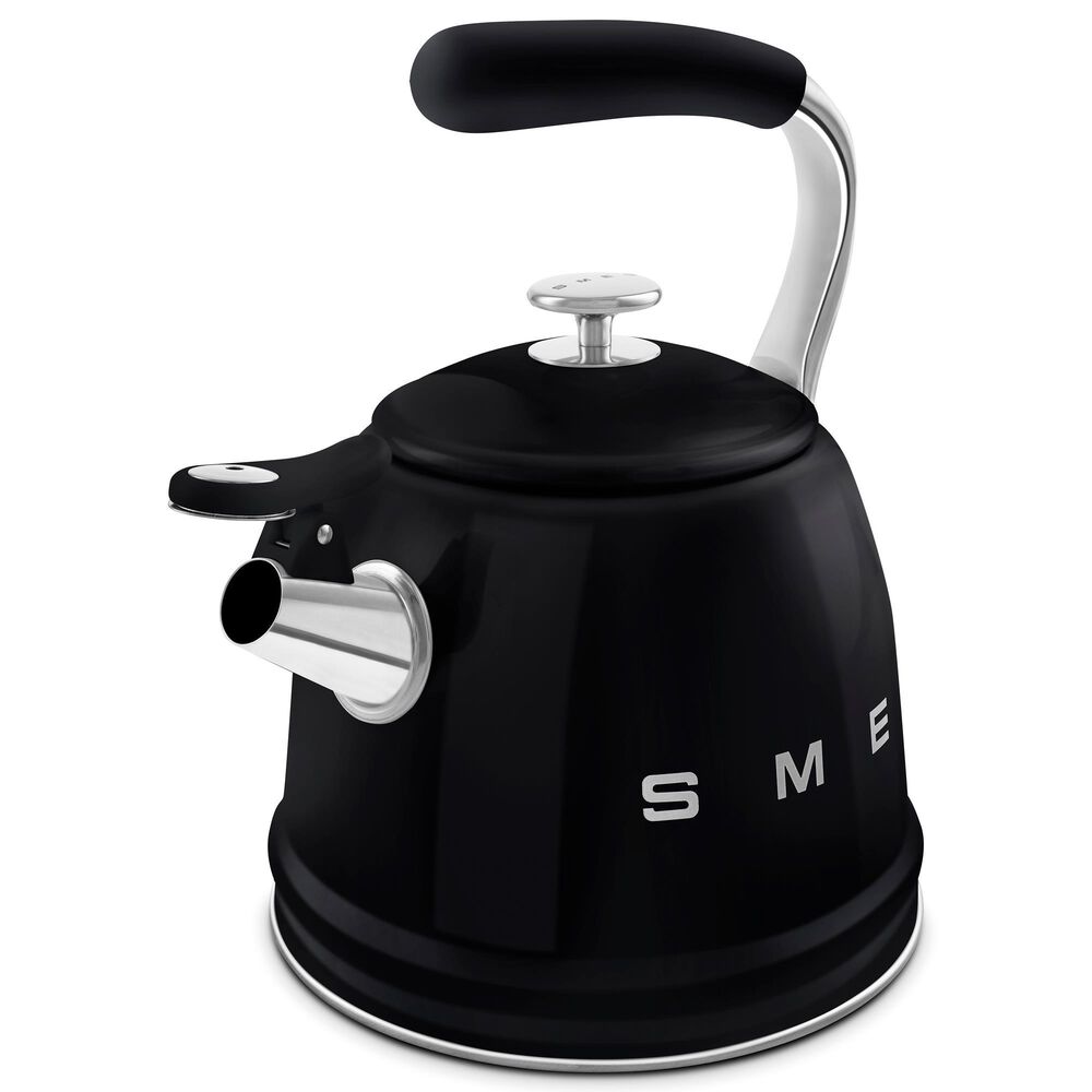 SMEG 2.3L Retro Style Electric Whistling Kettle in Black, , large