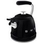 SMEG 2.3L Retro Style Electric Whistling Kettle in Black, , large