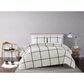 Pem America Truly Soft Windowpane 3-Piece Full/Queen Comforter Set in Ivory/Black, , large