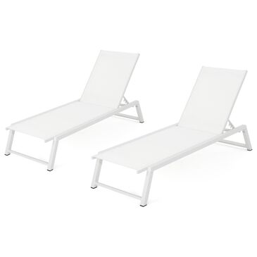 Noble House Belle Patio Chaise Lounge in White (Set of 2), , large